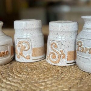 Vintage Stoneware Pottery Craft Ceramic Spice Jars